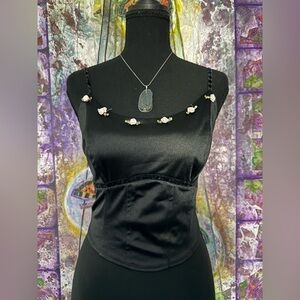 Wild Fable Black Camisole with Floral Accents